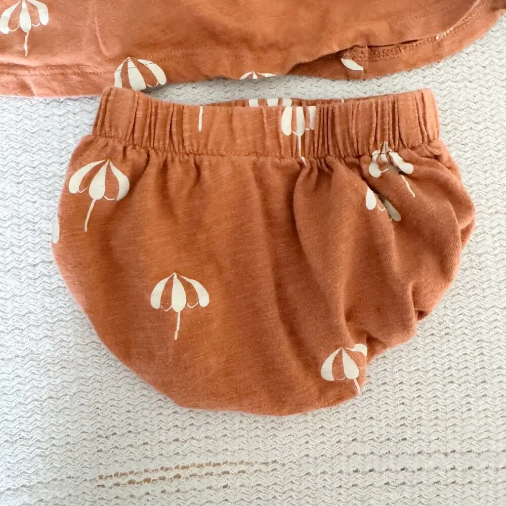 Rylee & Cru Brown + White Sunshade Umbrella Tank Top Bloomer Set - 0 to 3 Months